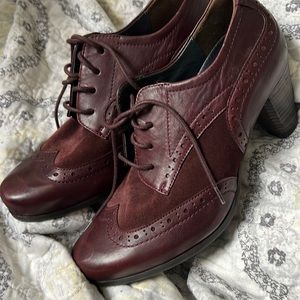 Burgundy Semler Select Lace Up Mary Jane Heels Leather Made in Germany Size 6.5